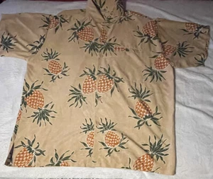 Rima Hawaiian Floral Tiki beach Short Sleeve Button Up shirt Sz L - Picture 1 of 7