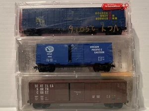GWS, SNC, OP&E. N Scale. Set of 3 x Box Cars without Roof Walks. MTL, R/House. - Picture 1 of 5