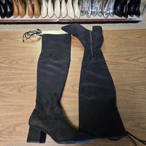 Women's Greta Dress Boots Thigh High Block Heel - Picture 1 of 6