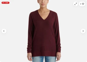 Camisa suéter suave túnica cuello en V Lucky Brand para mujer (borgoña, grande) nueva sin etiquetas - Imagen 1 de 2