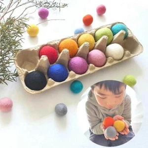 4cm Felt Balls Montessori Sensory Play Counting Toy Wool Educational RAINBOW - Bild 1 von 4