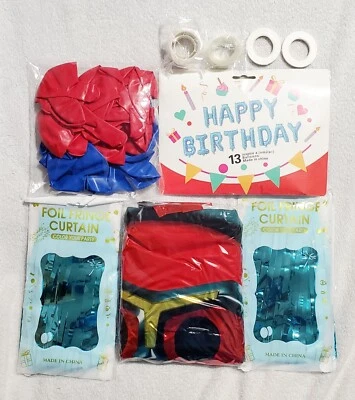 Decoraciones de cumpleaños de superhéroes AVENGERS - Globos de papel de aluminio y látex - Kit de 62 piezas Foto 1 de 4