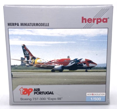 Herpa 505802 tap Air Portugal Boeing 737-300 Expo 98 1:500 Diecast Model NOB - Image 1 of 4