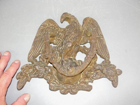 BRASS BRONZE FEDERAL EAGLE DOOR KNOCKER HEAVY ARCHITECTUAL HARDWARE 10x8 ANTIQUE Cover