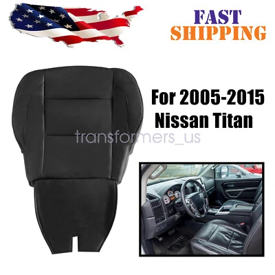 Cubierta de asiento de cuero inferior del conductor 2005-2015 apta para Nissan Titan PRO-4X negra Foto 1 de 4