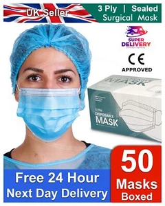 Mascarillas no médicas 50 100 Mascarilla desechable 3 capas Mascarillas suaves cómodas en caja - Imagen 1 de 13