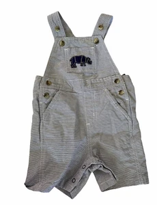 Janie Jack Navy Striped Rhino Overalls Shortall Jungle Baby Boy 3-6 Months 3 6 - Picture 1 of 5