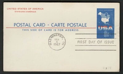 US 1967 FDC #UX54 8c Map of USA/NA Postal Card First Day Cover - Image 1 of 2