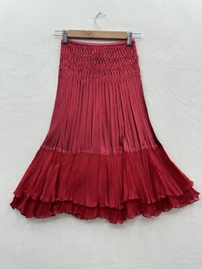 Komarov Women’s Medium Red Pleated Trumpet Style Skirt - Picture 1 of 8