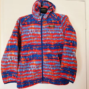 L.L. Bean Kids Mountain Classic Fleece Hooded Jacket Boy Girl Size L 14-16 Blue - Picture 1 of 10
