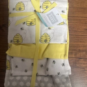 Hudson Baby Infant  4 Cotton Flannel Receiving Blankets 'Bee Theme'   NwT - Picture 1 of 4