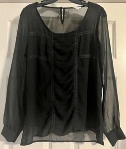 Loveriche Bohemian Spitzenbesatz Plissee Stufen Gr. S Langarm Pullover Bluse - Bild 1 von 11