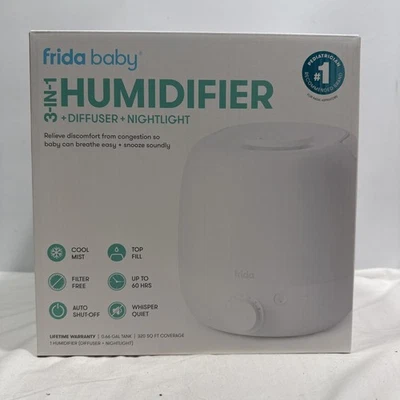 Frida Baby 3-In-1 Humidifier + Diffuser + 4 Color Option Night Light, White ~NEW - Image 1 of 4