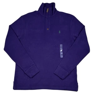 Polo Ralph Lauren French Rib Half Zip Sweater Knit Pullover Mens Small Purple - Picture 1 of 11