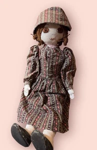 Vintage handgefertigte Stoffpuppe mit Präriekleid und 2 Hüten - Bild 1 von 6