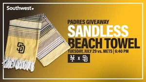San Diego Padres Sandless Beach Towel Giveaway From Game On 7-29-2025 - Picture 1 of 3