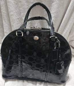 COACH DOMED GLOSSY PATENT LEATHER SATCHEL BAG PURSE F32583 Some Wear - Picture 1 of 12