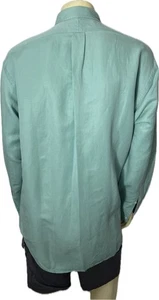 Ralph Lauren Blake Shirt Men Green Long Sleeve Silk Linen Button Up Size L - Picture 1 of 4