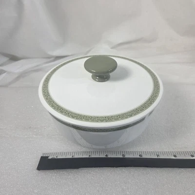 Cazuela cubierta vintage Corning Centura cuenco para verduras con tapa banda floral verde Foto 1 de 4