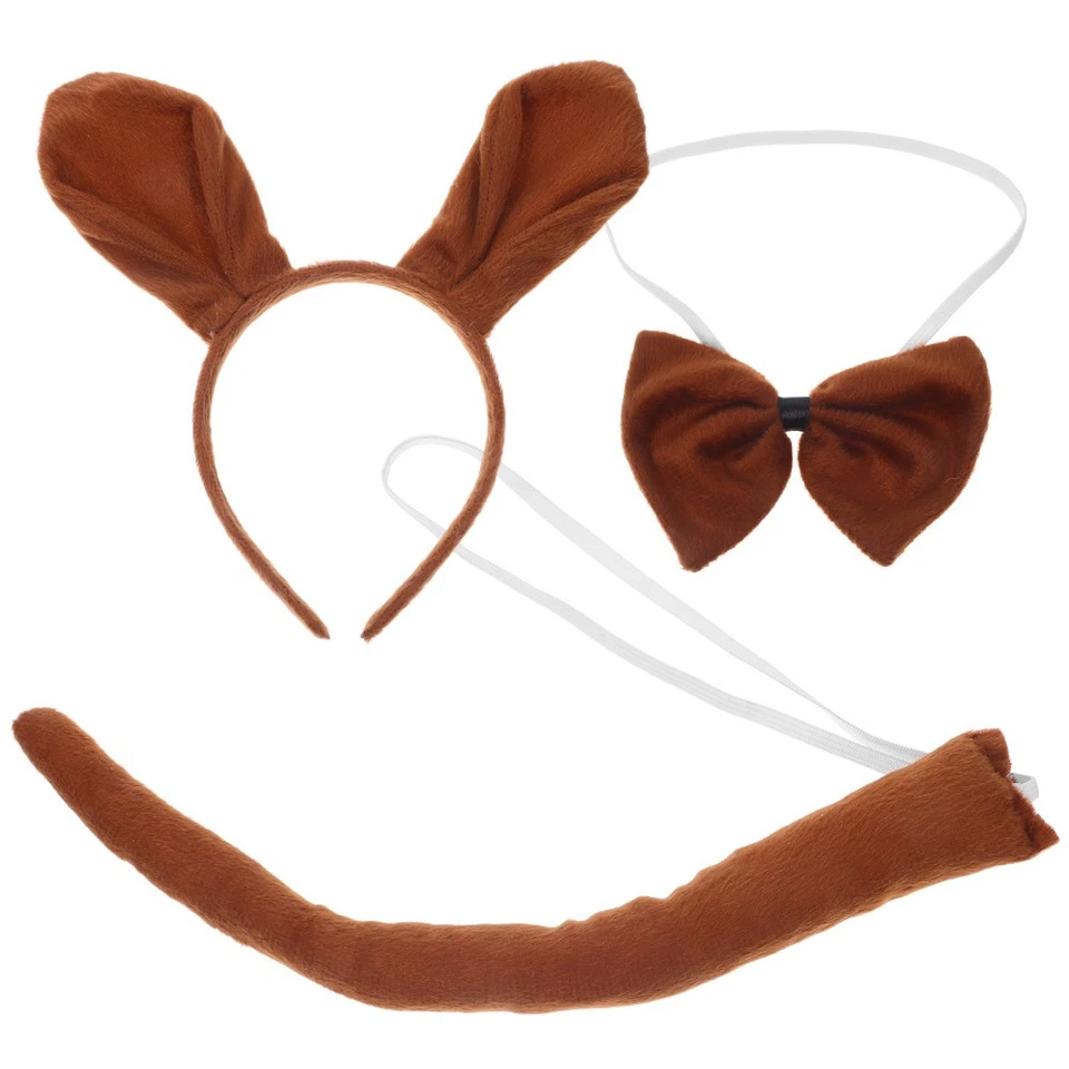  3 Pcs Mode Enfants Costume Animal Set Kangourou Bandeau Bowtie Queue Kit Mignon - Photo 1/4