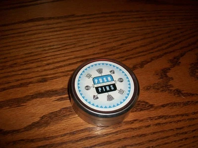 Pewter   Push Pins by Robinwood of Boston Metal Container.---NIP-Ships FREE - Image 1 of 2