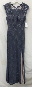 NWT Women's David's Bridal City Triangles Blue Sparkly Lace Formal Dress Size 5 - Picture 1 of 6