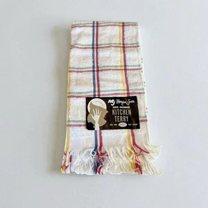 Vintage 70’s Morgan Jones Terry Dish Towel NOS Primärfarben Streifenmuster - Bild 1 von 7