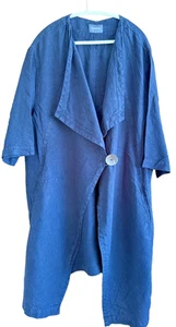 oska black oversized linen duster jacket sz 5 fit 18 20 - Picture 1 of 10