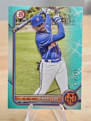 Simon Juan New York Mets 2022 Bowman Draft Aqua #173/199  - Image 1 of 2