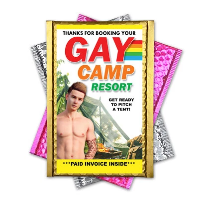DESIGN DOGGIE Gay Camp Resort Prank Mail Gag Practical Joke Sent Directly to Friends