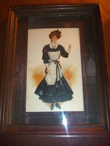 Antique Framed Picture Woman Dressed as Maid "Miss Troy" - Picture 1 of 11