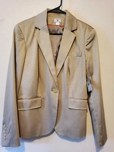 NWT! Women's Worthington Beige Stretch One Button Lined Suit Blazer Jacket sz 10 - Picture 1 of 6
