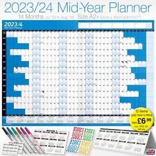 2023/2024 Mid-Year Wall Planner Holiday Chart +4 Calendars +200 Stickers +6 Pens