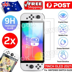 2X Tempered Glass Screen Protector For Nintendo Switch 2021 OLED Model NEW - Picture 1 of 11