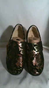 Alegria Lauryn Womens Black Leather Floral Embossed Comfort Loafer 41/10.5 - Picture 1 of 11