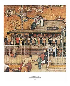 Norman Rockwell train print: "COMMUTERS" Crestwood YONKERS Harlem subway 11"x15" - Picture 1 of 1