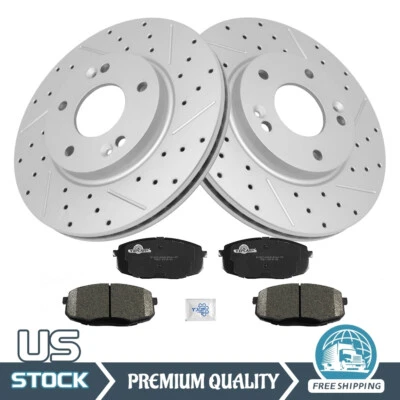 Kit de almohadillas de rotor y cerámica de frenos perforados delanteros para Kia Soul 2014-2016 Foto 1 de 4