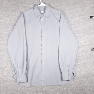 Armani Shirt Men L 42 16.5 Collezioni Button Up Gray Long Sleeve Made In Italy - Picture 1 of 13
