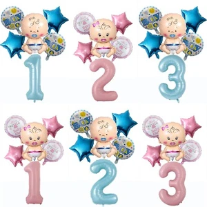 First 1st Birthday Number 1 Girl Boy Helium Balloons Baby Party Decoration Set - Picture 1 of 25
