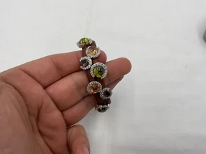 Bracciale Elemento Belle Etoile Argento Sterling 925 Pavè Gomma Naturale - Foto 1 di 8