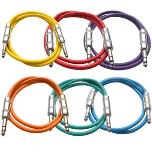 SEISMIC AUDIO 6 PACK Colored 1/4" TRS 3' Patch Cables - Picture 1 of 3