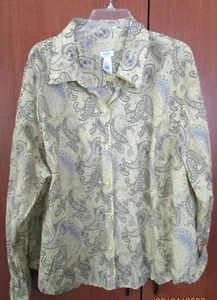 Liz & Co Button Front Blouse Sz 3X Bust 56" Length 26.5 " - Bild 1 von 4