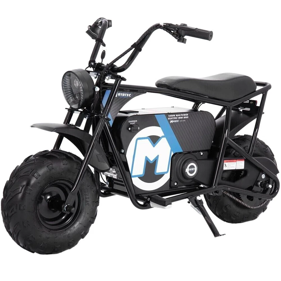 MotoTec Electric Powered Mini Bike - MT-MiniBike-48v-1000w_Black (Black)