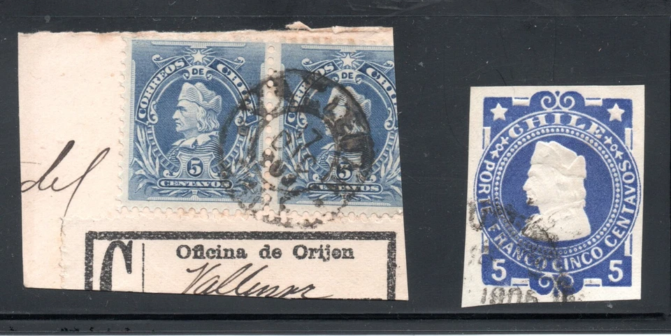 CHILE, COLONES EN FRAGMENTO DE SOBRE, MATASELLOS DE VALLENAR    #NEA0177 - Image 1 of 1