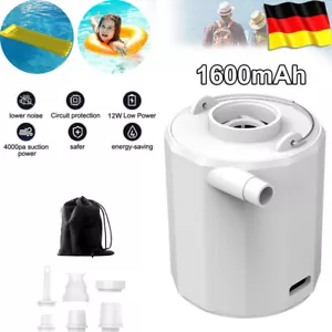 Elektrische Luftpumpe mit 1600mAh Akku USB Air Pump Tragbare Mini-Matratzenpumpe - Bild 1 von 16