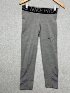 Nike Pro Tight Fit Crop Length Training Leggings Dri fit Womens M Running Gray - Picture 1 of 11