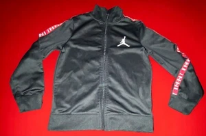 Nike Air Jordan Zip Up Sweatshirt~Youth Boys sz 6-7 Black/Red Trim - Picture 1 of 5