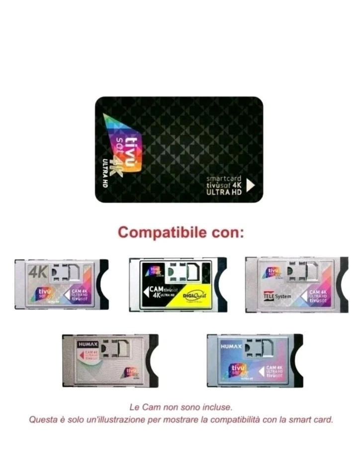 SCHEDA HD 4K TIVÙSAT ULTRA SATELLITARE TESSERA  D'ATTIVARE  - Immagine 1 di 1