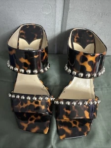 JIMMY CHOO Studs Heel Sandals Mules Pumps Shoes Women Size 36 Brown Rare - Picture 1 of 15