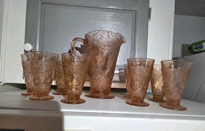 Juego de 8 vasos jarra aguacate Indiana Glass rosa - Imagen 1 de 10